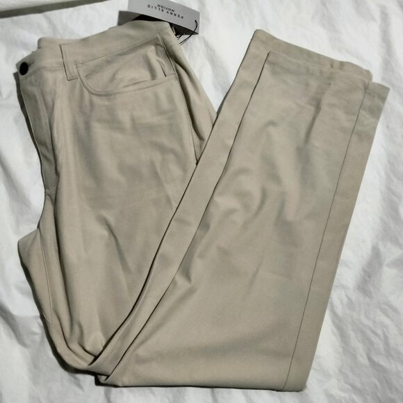 Perry Ellis Motion Mens Slim Fit Performance Stretch Pants Stone 36x32 (Act Sz 3 - Picture 1 of 7